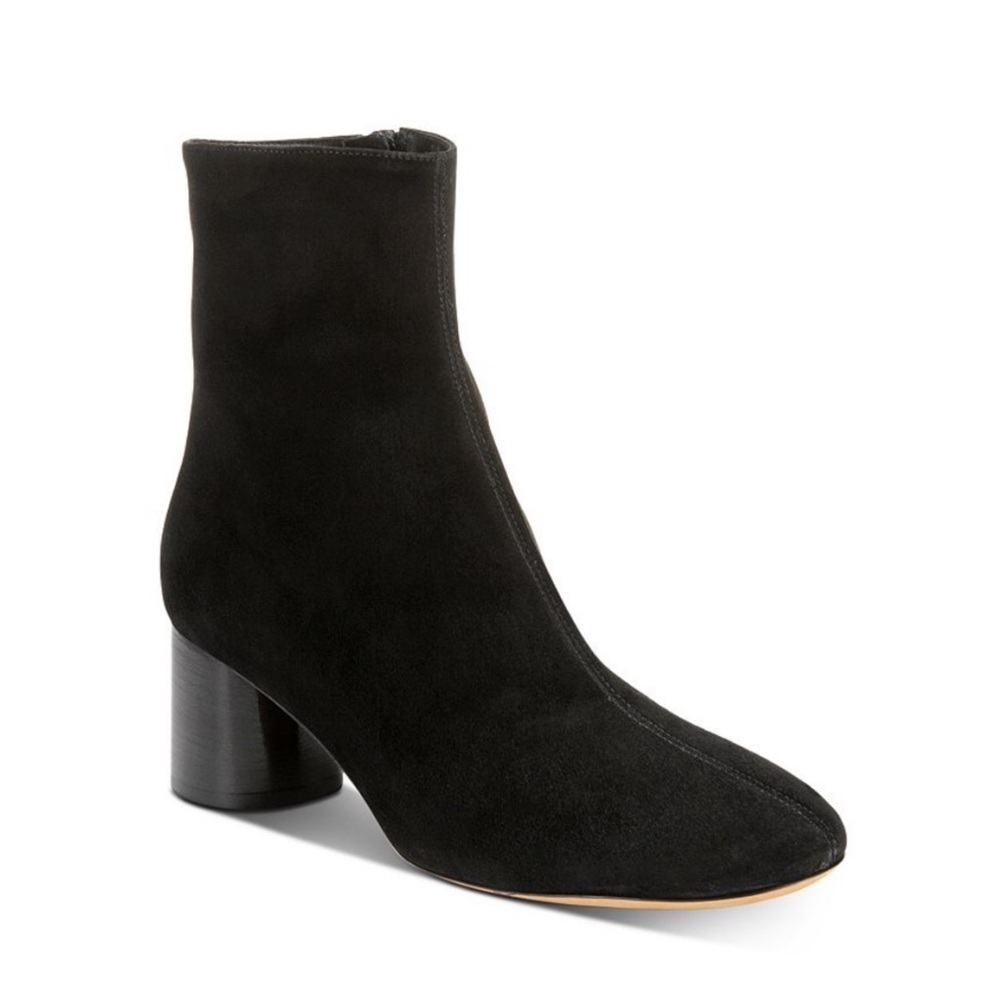 Vince. || Tasha Block Heel Ankle Booties Round Toe‎ Suede Black